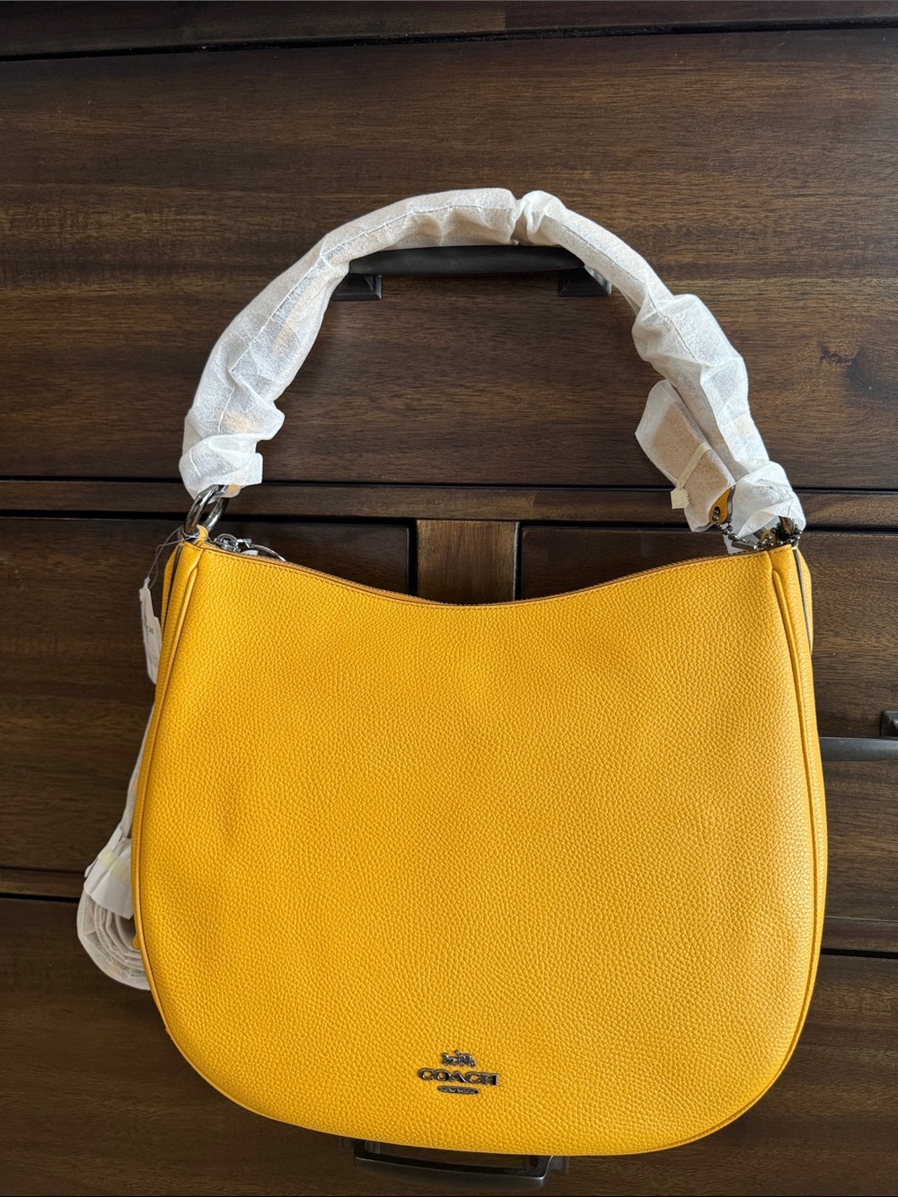 Coach Yellow Pebbled Leather Shoulder Bag